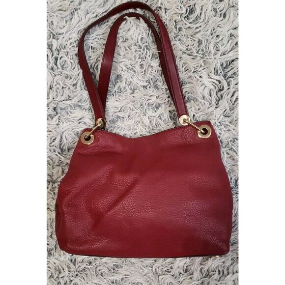 Michael Kors Raven Crimson Red Leather Shoulder Tote Bag Large Tri-Section, COA - Picture 3 of 16